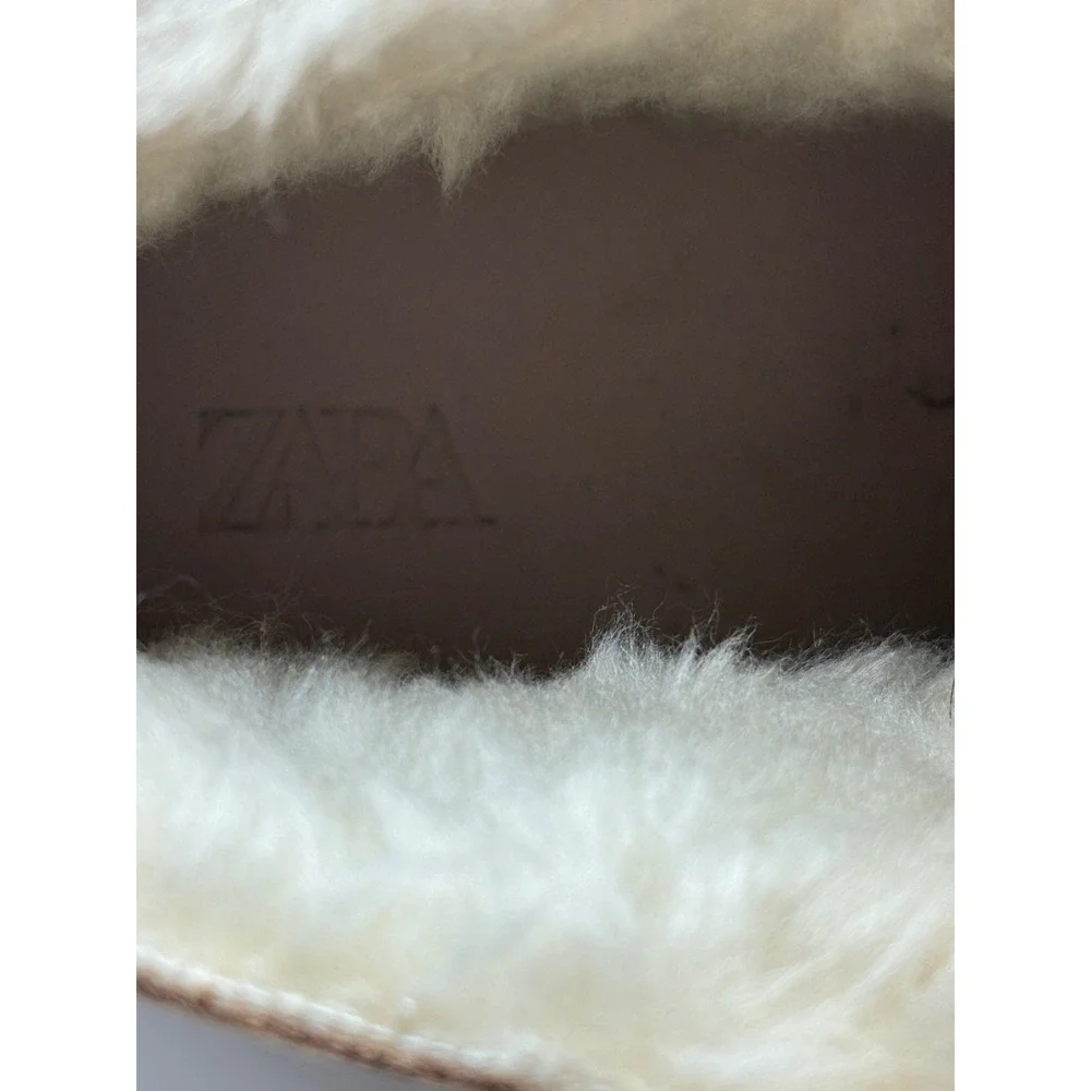 Zara Women Tan High Top Faux Fur Lined Platform Sneakers 2438/610/098‎ EU 36
